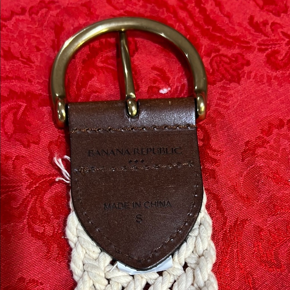 Banana Republic Braided Woven Belt Brown Leather S